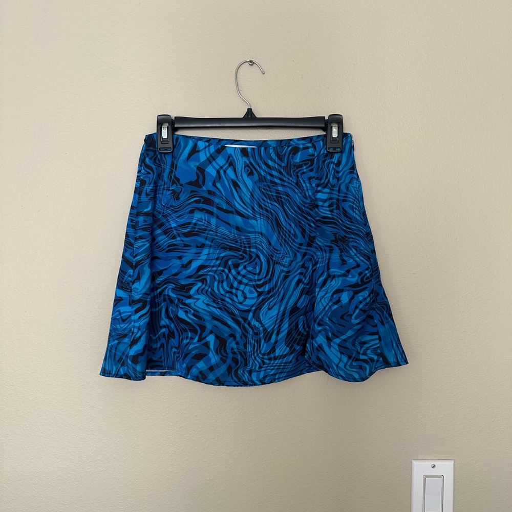 Blue Satin Mini Skirt